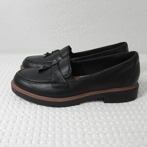 Clarks Westlynn Bella Women's Black Leather Slip-On Loafers Size 10